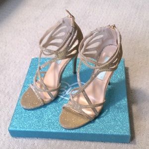 Betsey Johnson gold caged dress sandals